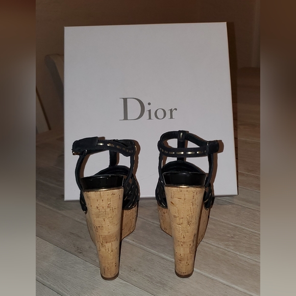 Dior Antica Suede Stitched Cork Sandals - Picture 4 of 5